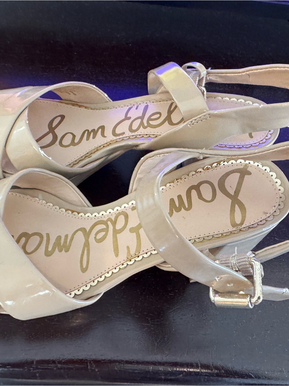 Sam Edelman Patent Nude Slingback Heels size 6